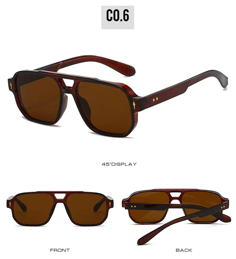 Men's Double Bridge Rice Nail Sunglasses Black — feature 12