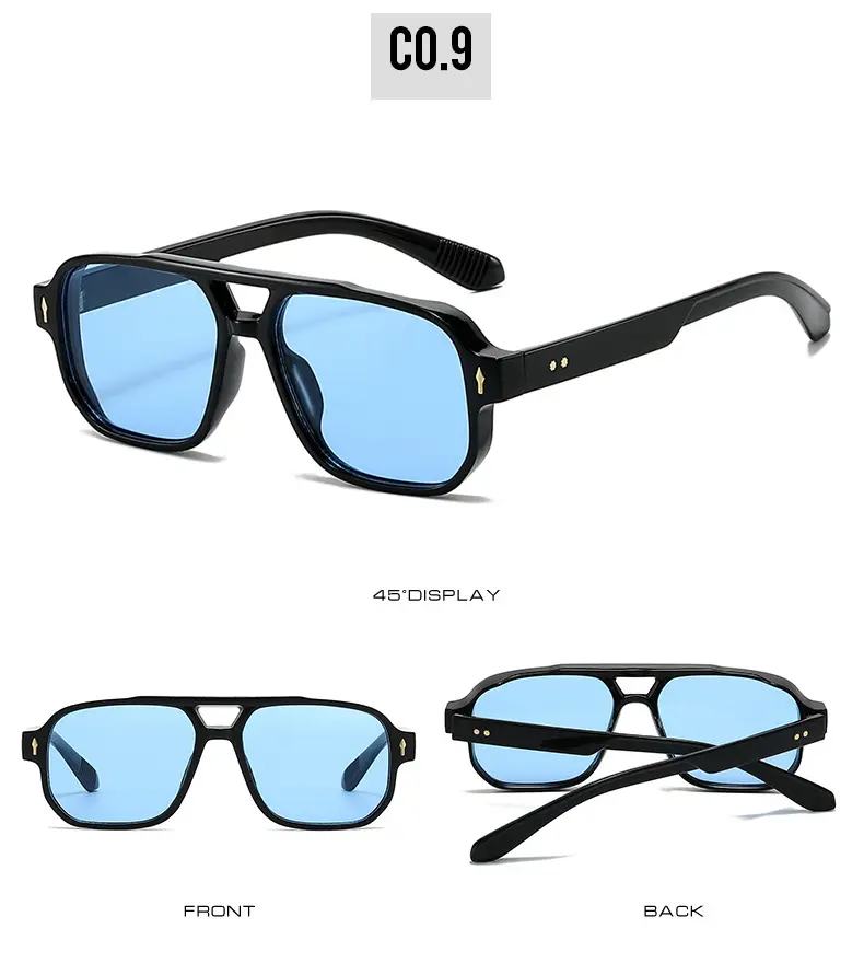 Men's Double Bridge Rice Nail Sunglasses Black — feature 15