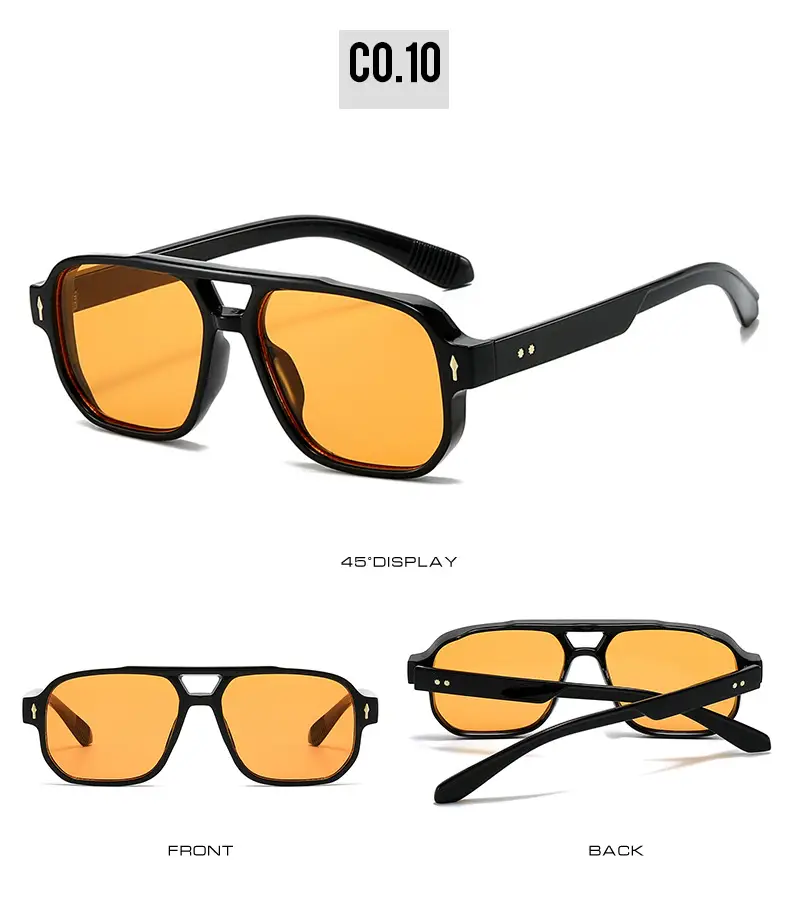Men's Double Bridge Rice Nail Sunglasses Black — feature 16