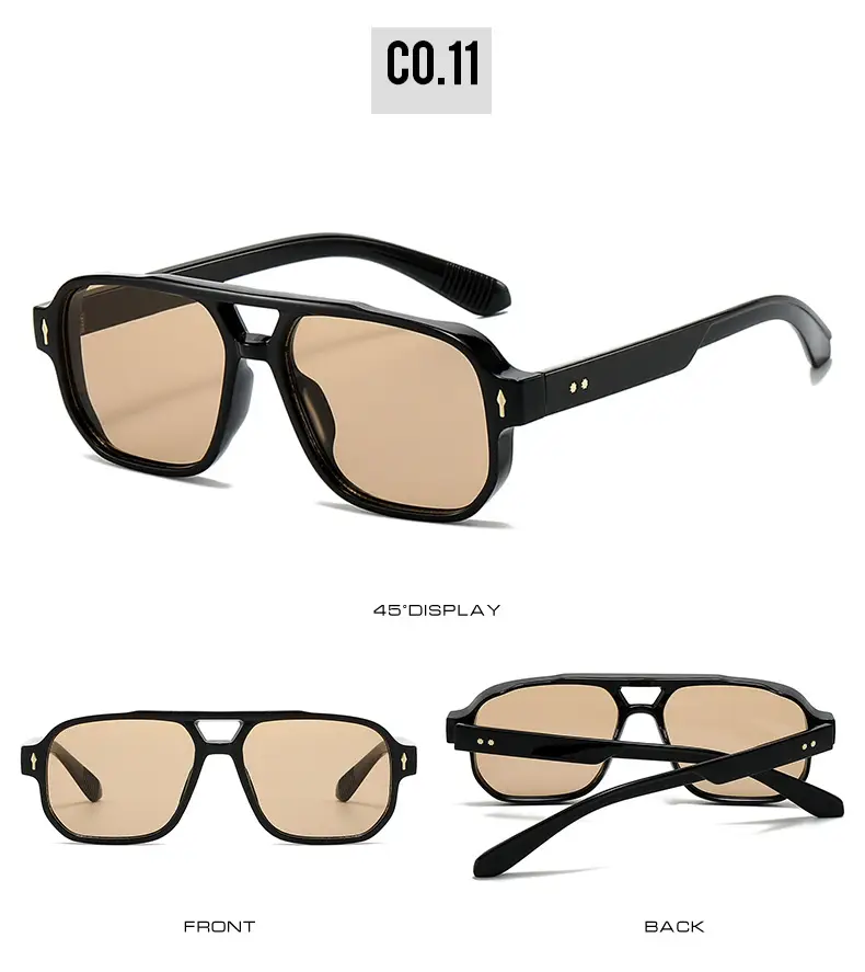 Men's Double Bridge Rice Nail Sunglasses Black — feature 17