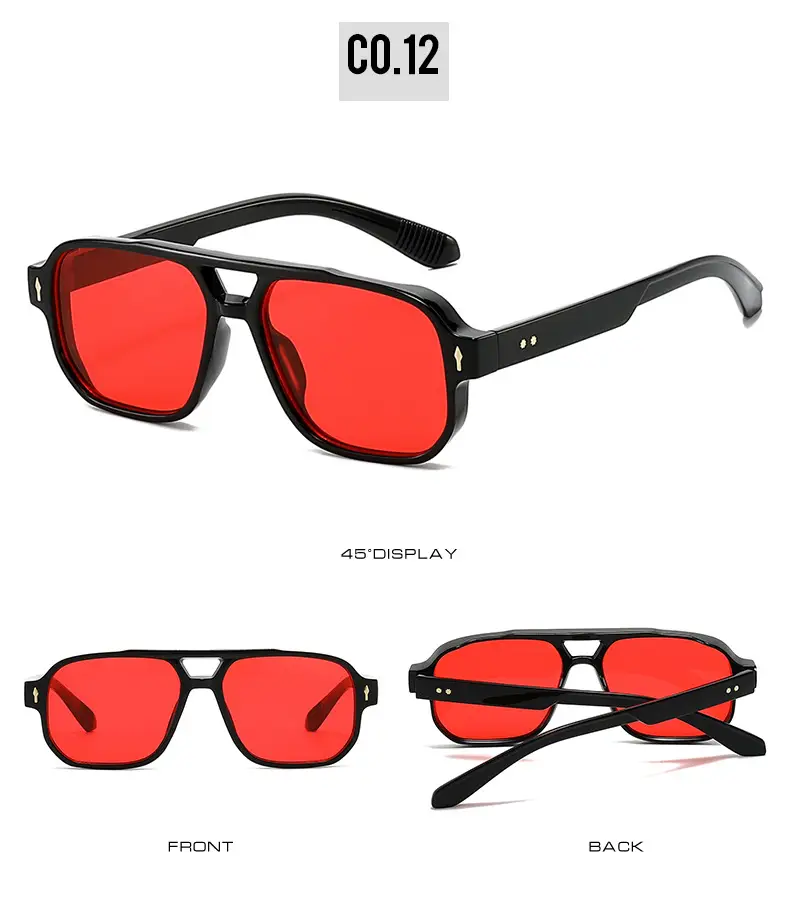 Men's Double Bridge Rice Nail Sunglasses Black — feature 18