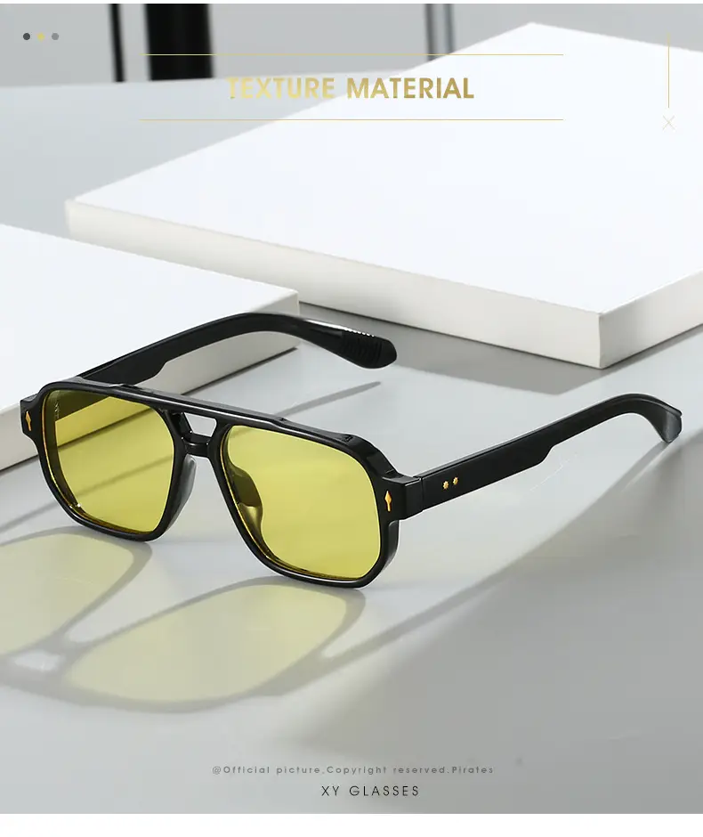 Men's Double Bridge Rice Nail Sunglasses Black — feature 2