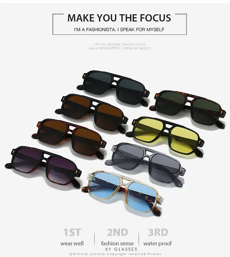 Men's Double Bridge Rice Nail Sunglasses Black — feature 3