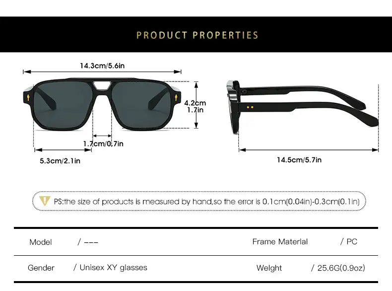 Men's Double Bridge Rice Nail Sunglasses Black — feature 5