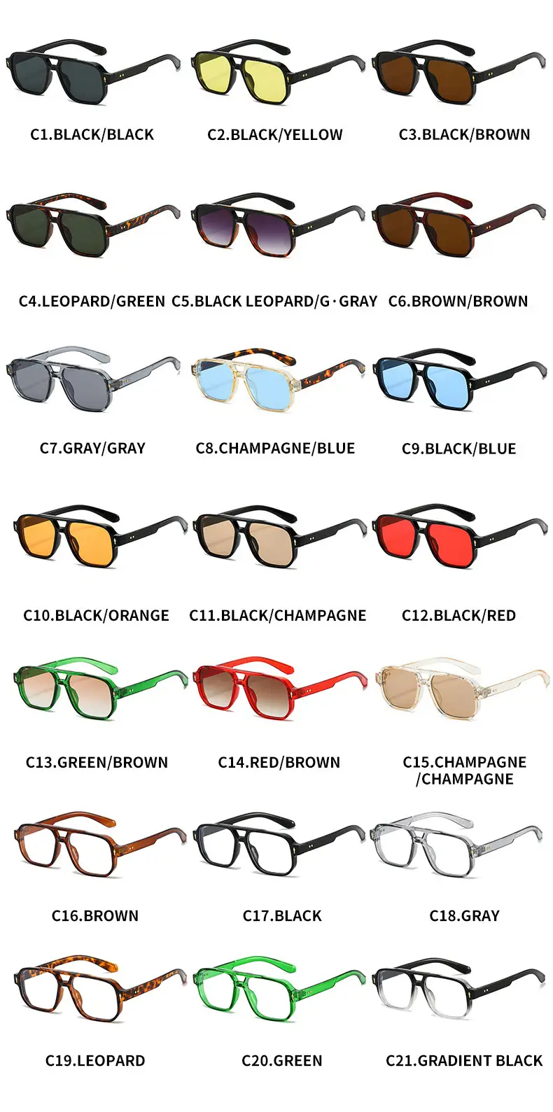 Men's Double Bridge Rice Nail Sunglasses Black — feature 6