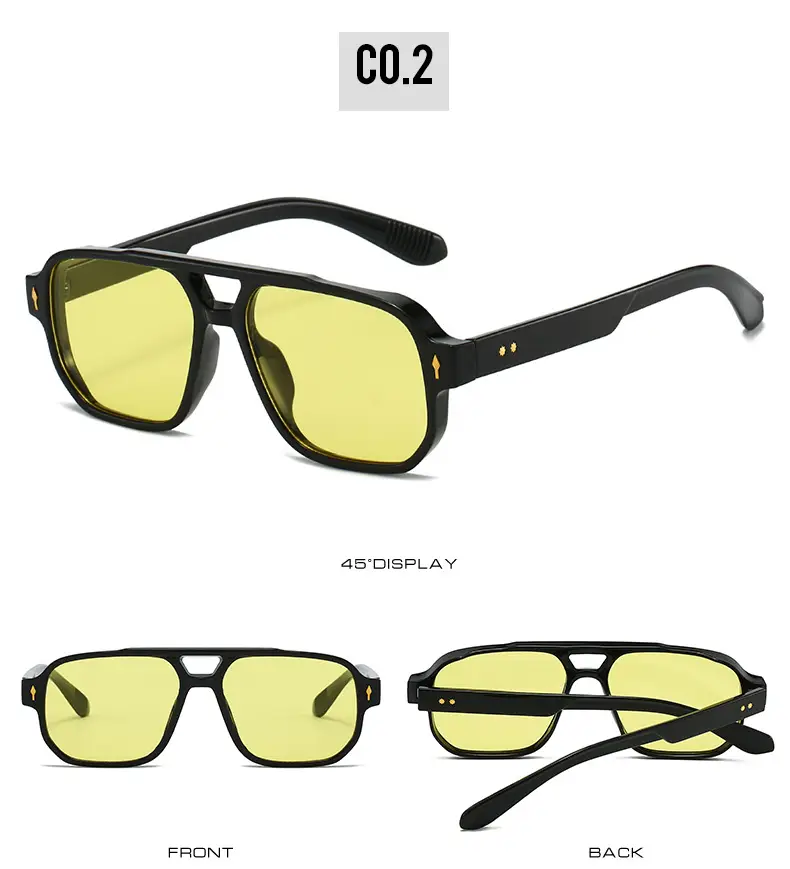 Men's Double Bridge Rice Nail Sunglasses Black — feature 8
