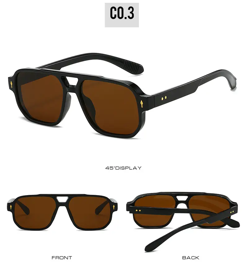 Men's Double Bridge Rice Nail Sunglasses Black — feature 9