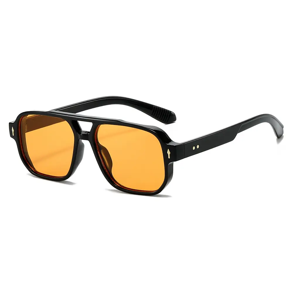 Men's Double Bridge Rice Nail Sunglasses Black