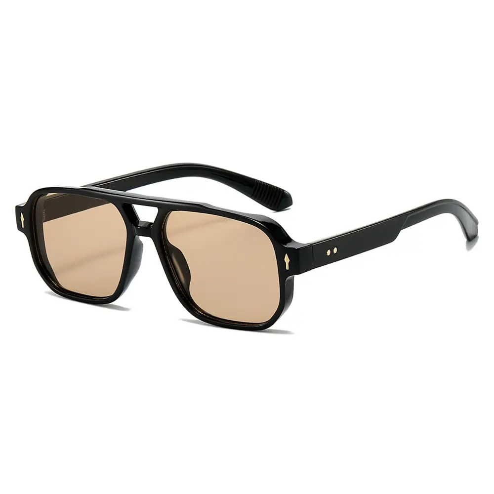Men's Double Bridge Rice Nail Sunglasses Black