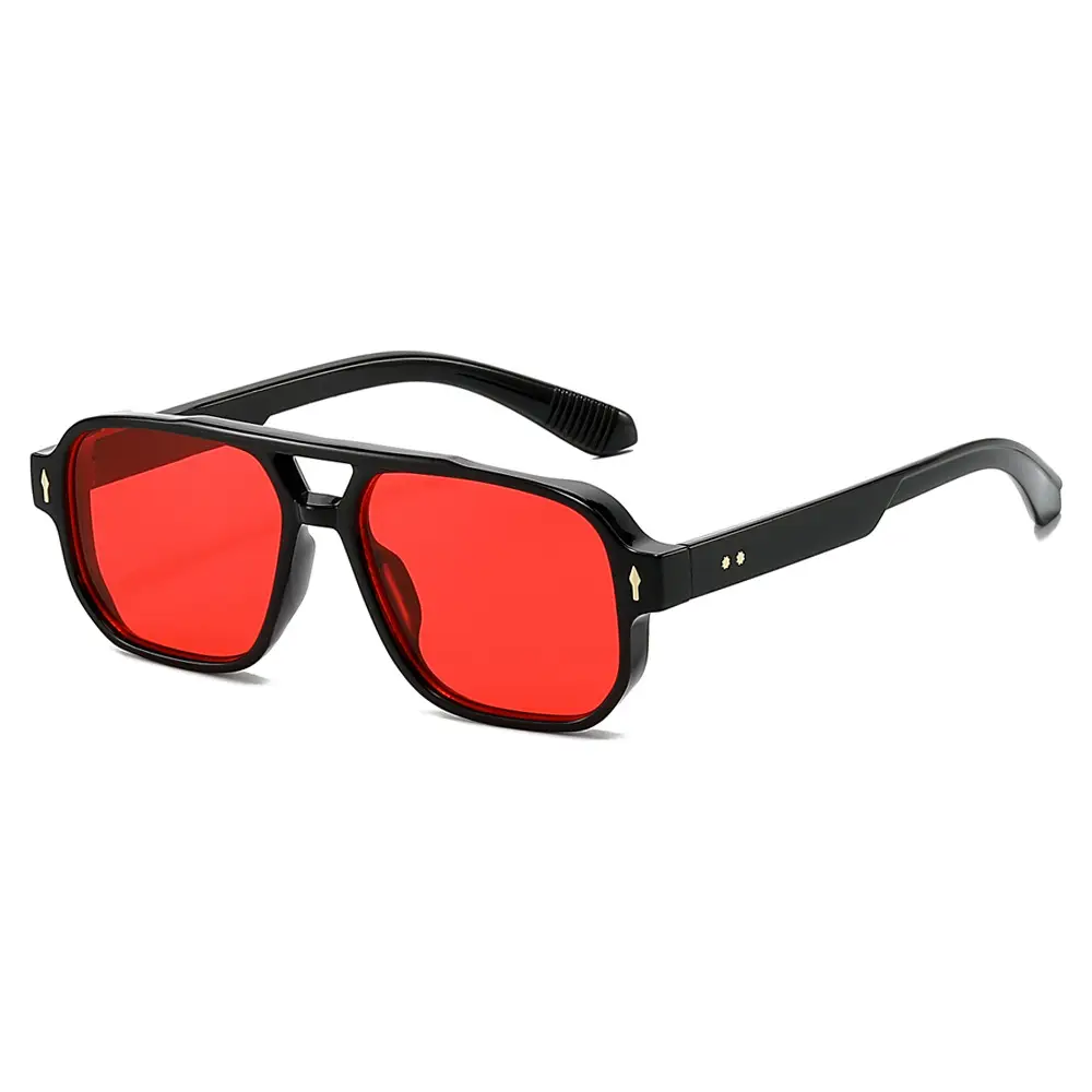Men's Double Bridge Rice Nail Sunglasses Black