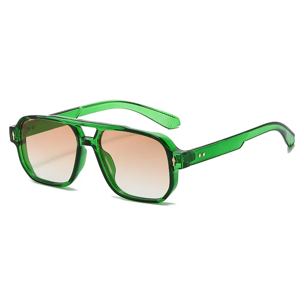 Men's Double Bridge Rice Nail Sunglasses Black
