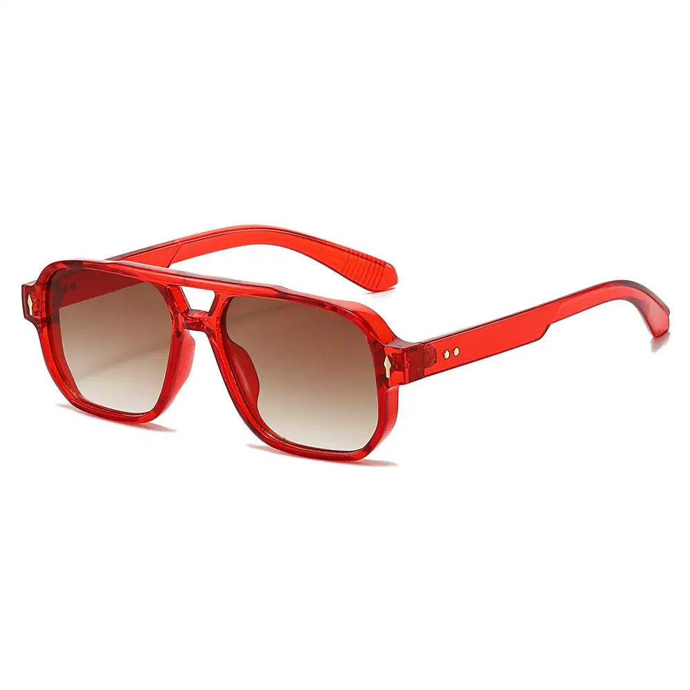 Men's Double Bridge Rice Nail Sunglasses Black