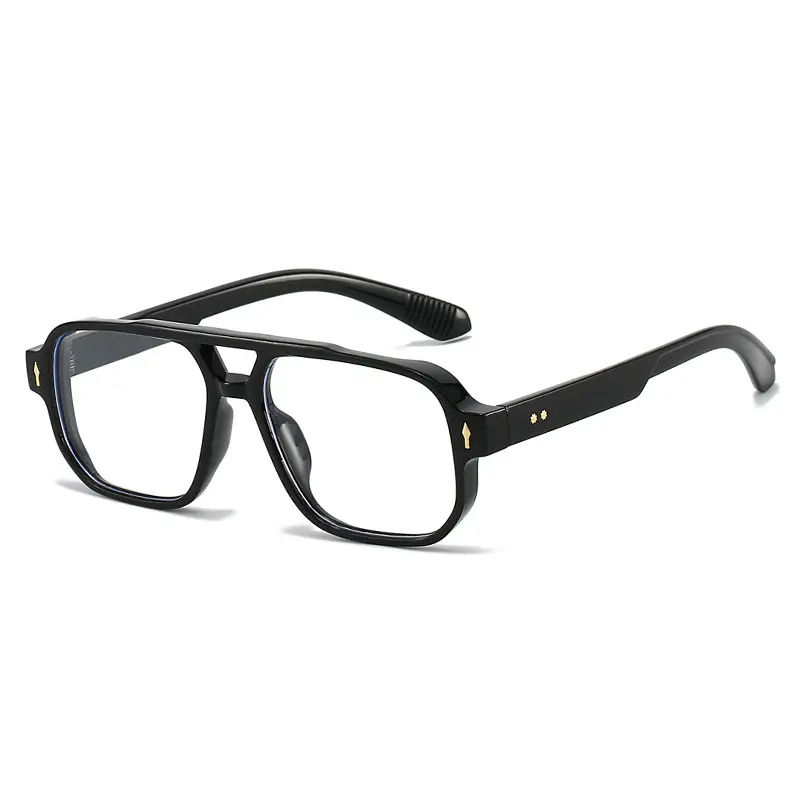 Men's Double Bridge Rice Nail Sunglasses Black