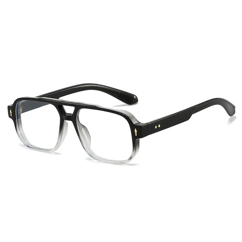 Men's Double Bridge Rice Nail Sunglasses Black