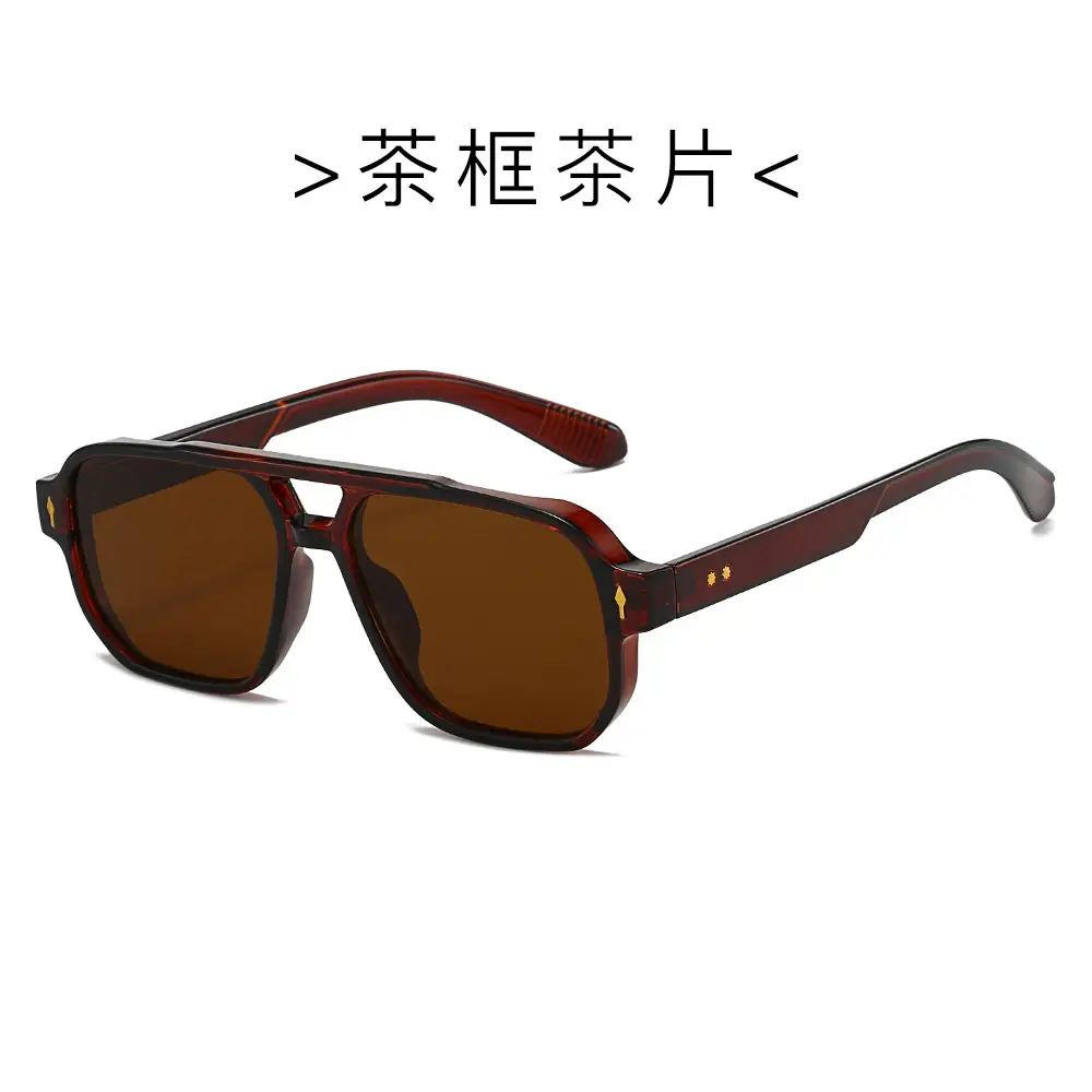 Men's Double Bridge Rice Nail Sunglasses Black