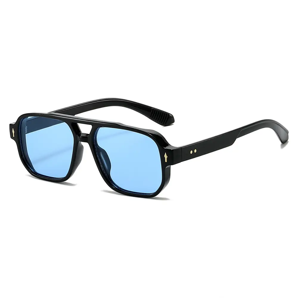 Men's Double Bridge Rice Nail Sunglasses Black