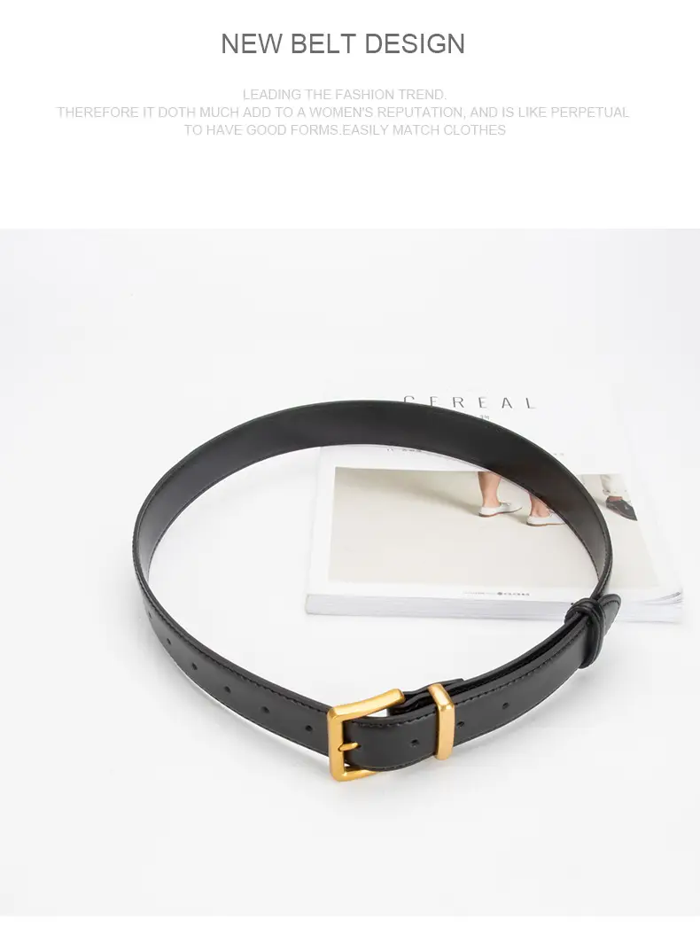Women's Genuine Leather Belt焦褐色 Pin Buckle — feature 11