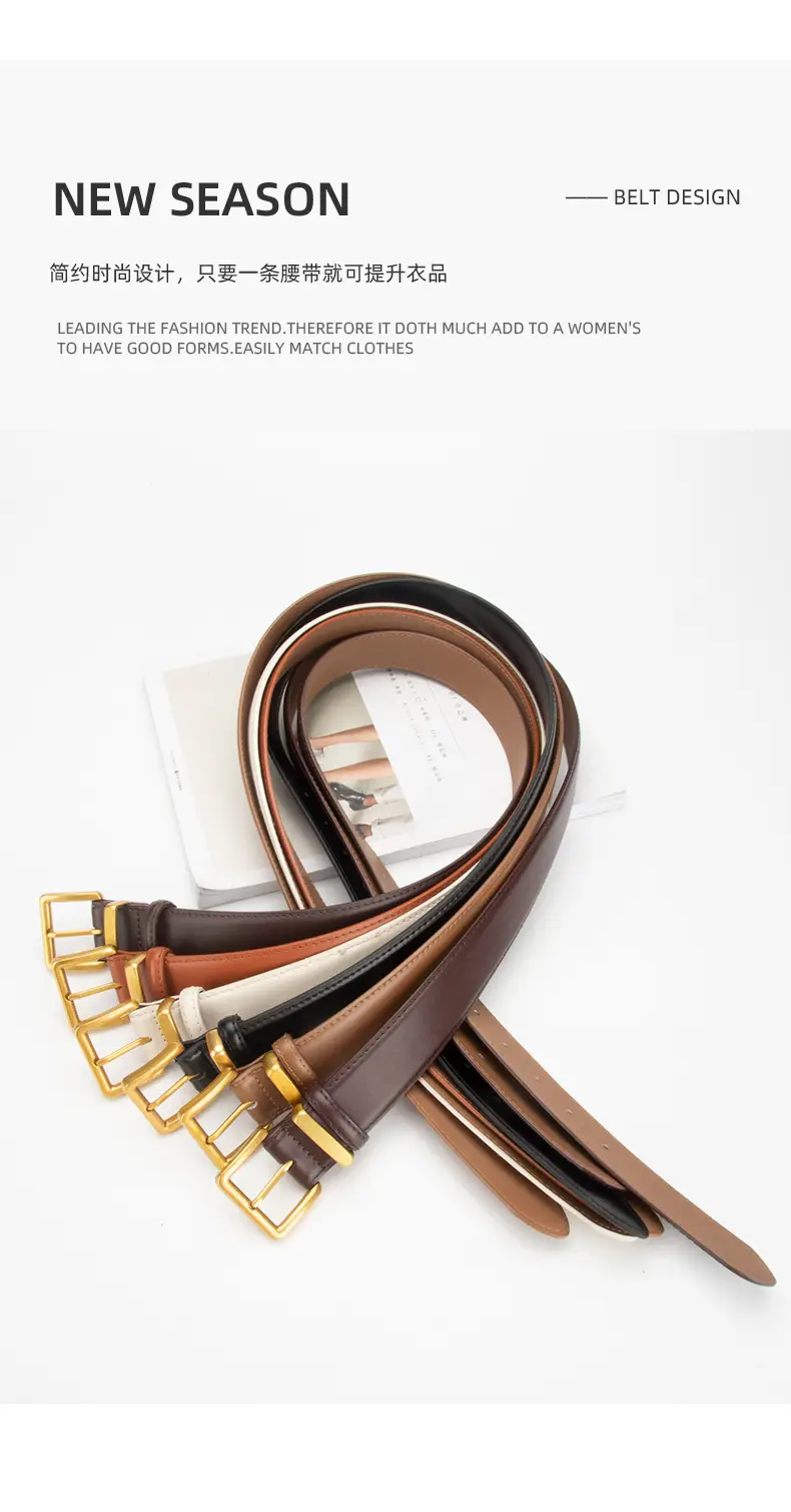 Women's Genuine Leather Belt焦褐色 Pin Buckle — feature 4