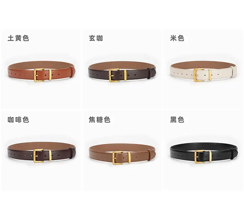 Women's Genuine Leather Belt焦褐色 Pin Buckle — feature 8