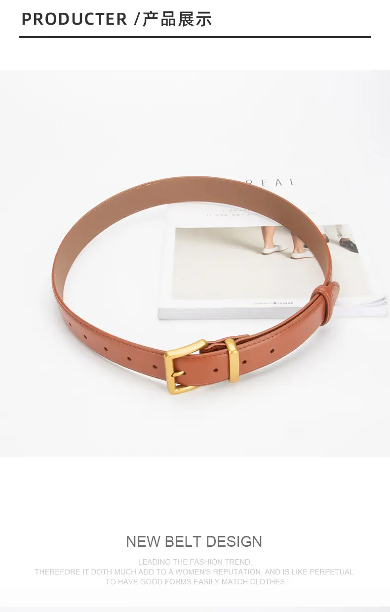 Women's Genuine Leather Belt焦褐色 Pin Buckle — feature 9