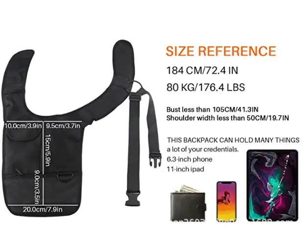 Hidden Underarm Shoulder Bag Black Single Travel Wallet — feature 4