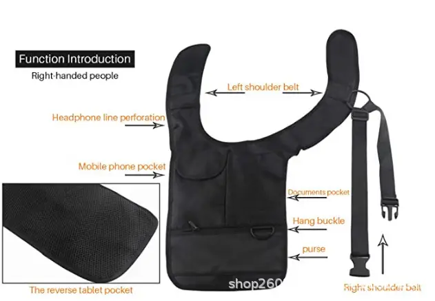 Hidden Underarm Shoulder Bag Black Single Travel Wallet — feature 6