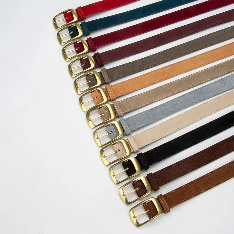Red Women's Genuine Leather Belt with Gold Buckle - Image 14