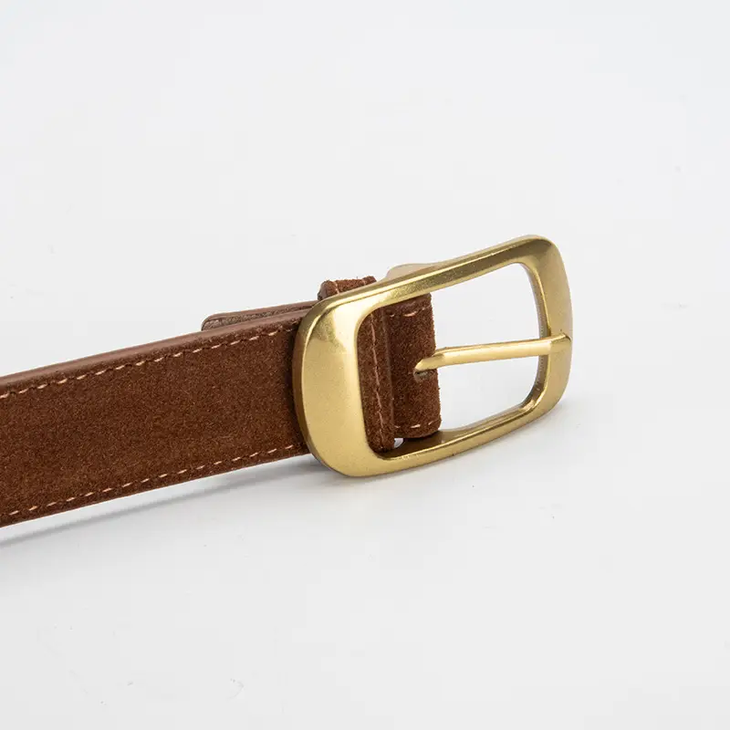 Red Women's Genuine Leather Belt with Gold Buckle - Image 15