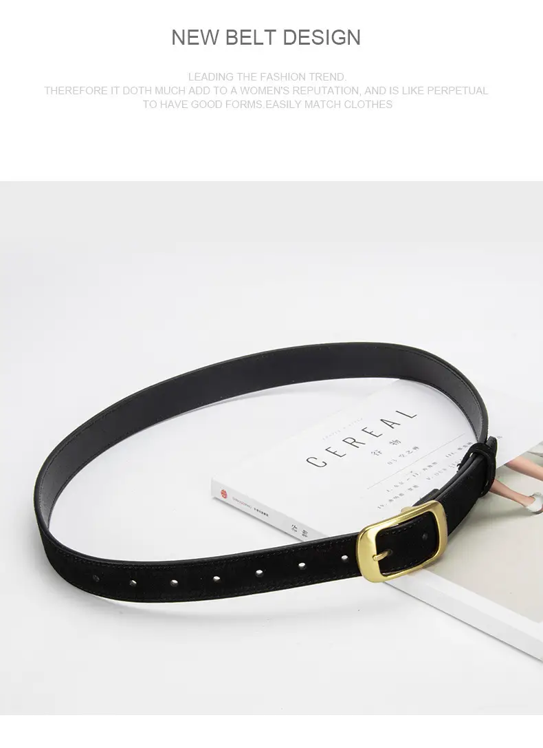 Red Women's Genuine Leather Belt with Gold Buckle — feature 12