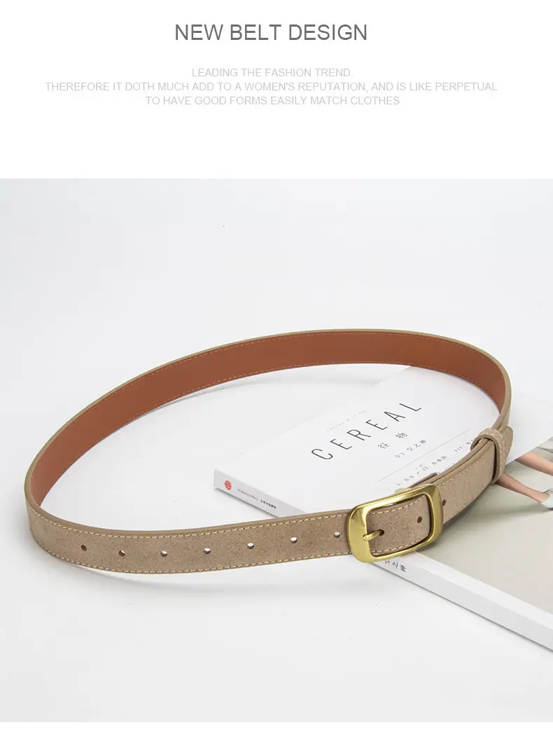 Red Women's Genuine Leather Belt with Gold Buckle — feature 14
