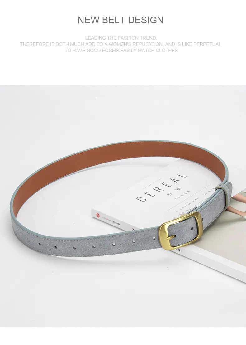 Red Women's Genuine Leather Belt with Gold Buckle — feature 15