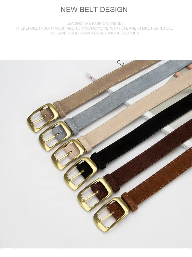 Red Women's Genuine Leather Belt with Gold Buckle — feature 16
