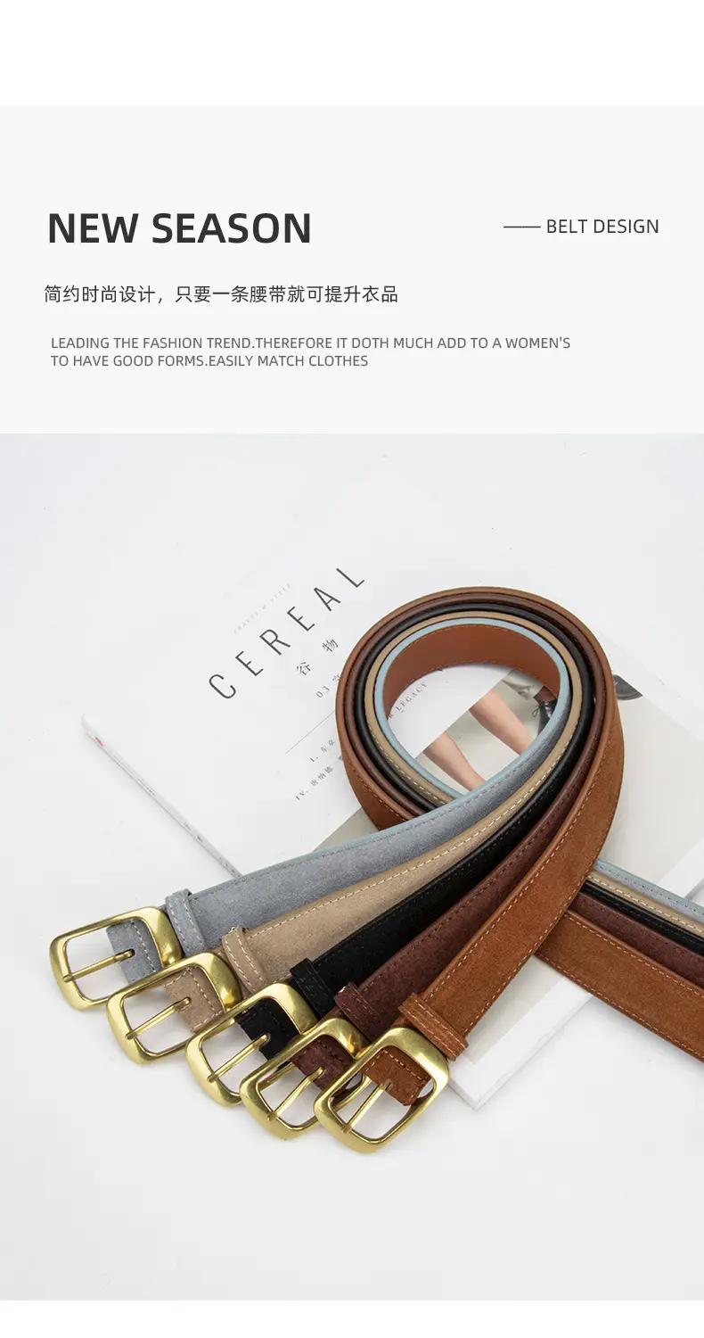 Red Women's Genuine Leather Belt with Gold Buckle — feature 4