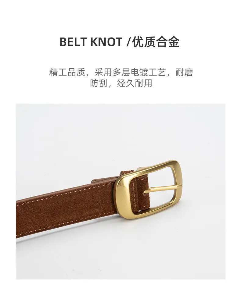 Red Women's Genuine Leather Belt with Gold Buckle — feature 6