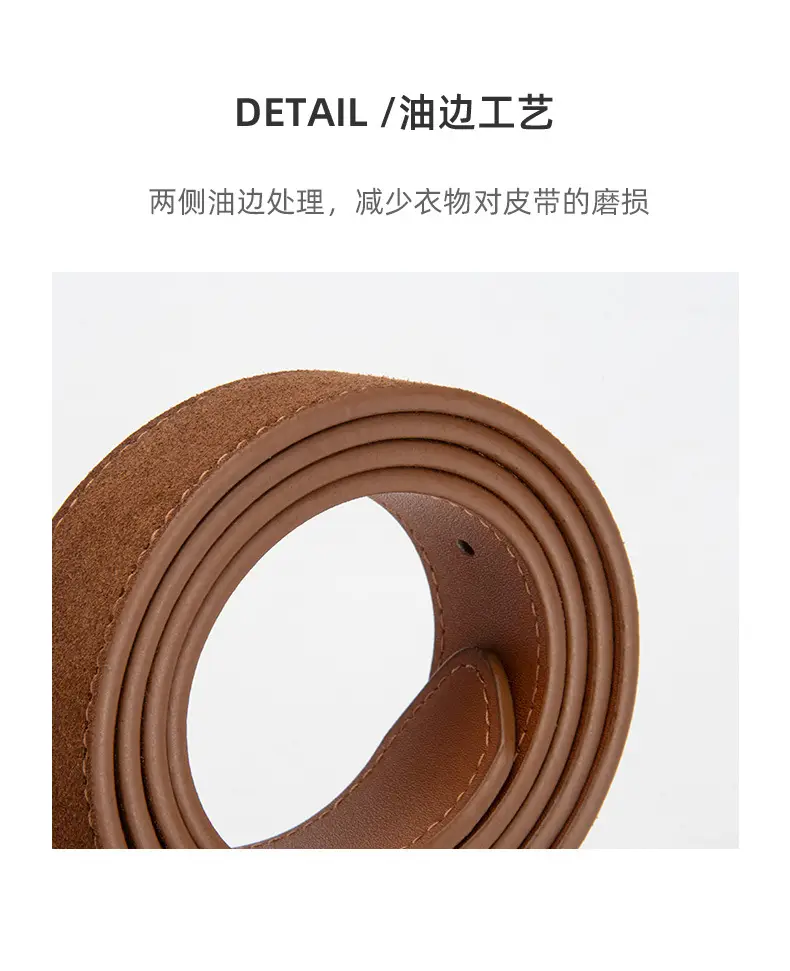 Red Women's Genuine Leather Belt with Gold Buckle — feature 7