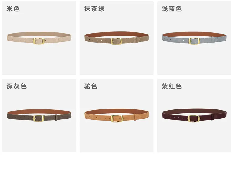 Red Women's Genuine Leather Belt with Gold Buckle — feature 9