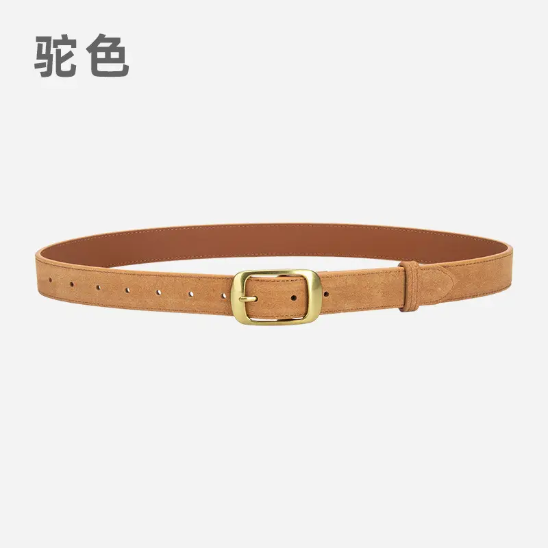 Red Women's Genuine Leather Belt with Gold Buckle - Image 11