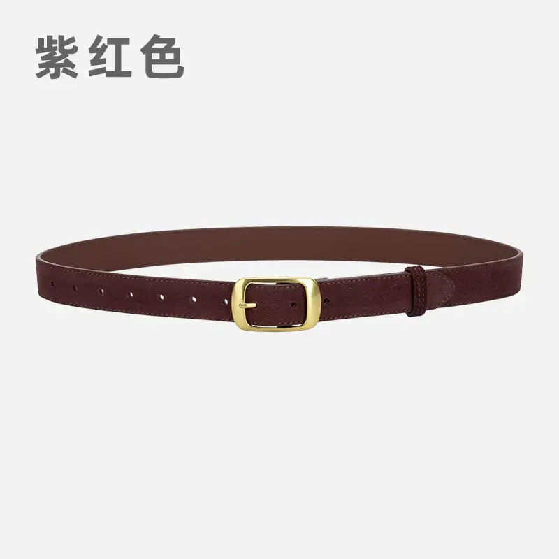 Red Women's Genuine Leather Belt with Gold Buckle - Image 12