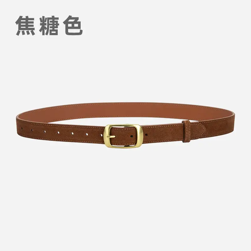Red Women's Genuine Leather Belt with Gold Buckle - Image 3