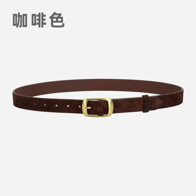 Red Women's Genuine Leather Belt with Gold Buckle - Image 5