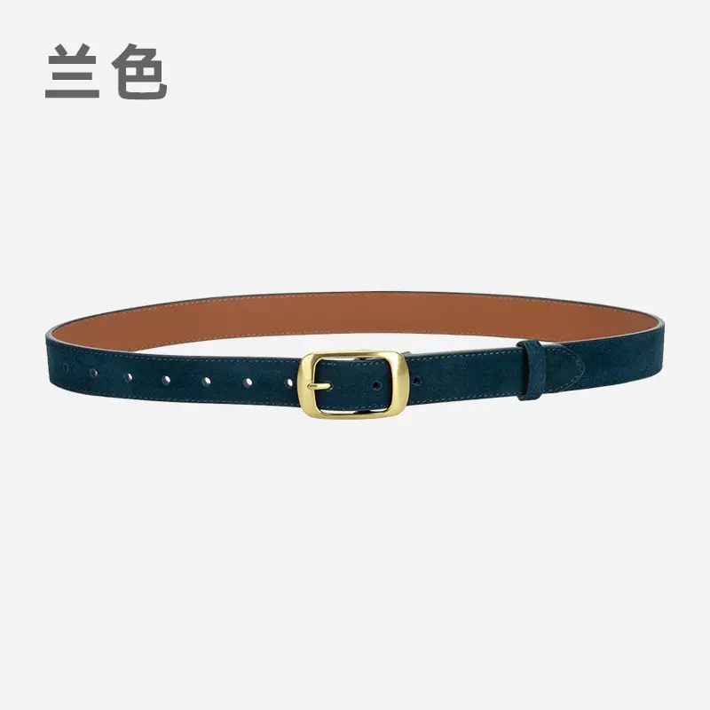 Red Women's Genuine Leather Belt with Gold Buckle - Image 6