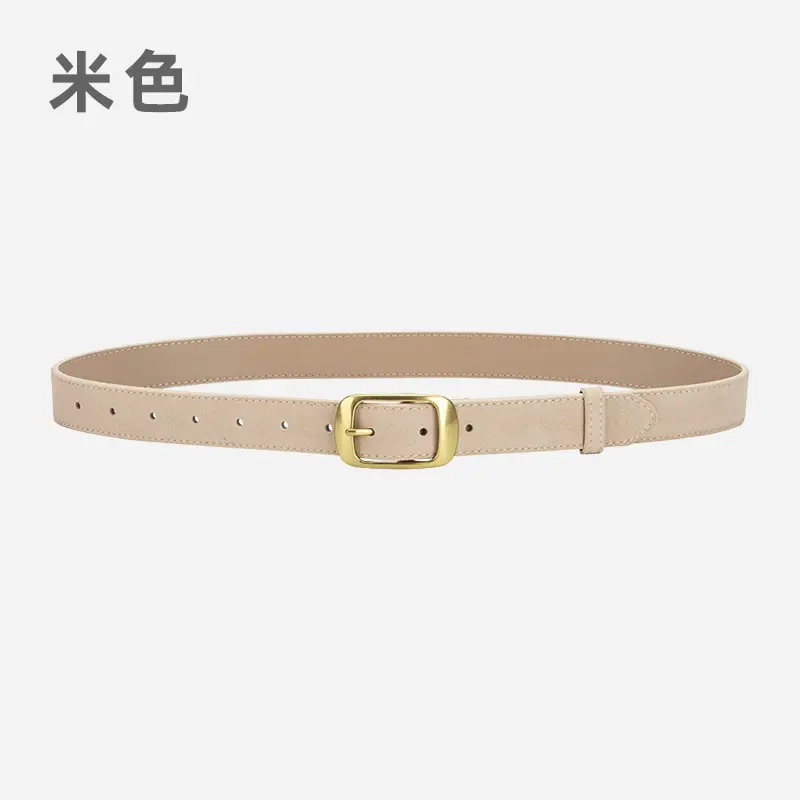 Red Women's Genuine Leather Belt with Gold Buckle - Image 7