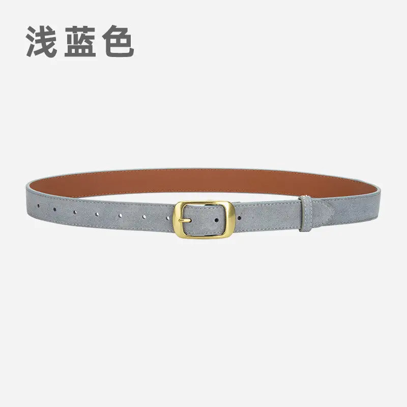 Red Women's Genuine Leather Belt with Gold Buckle - Image 9