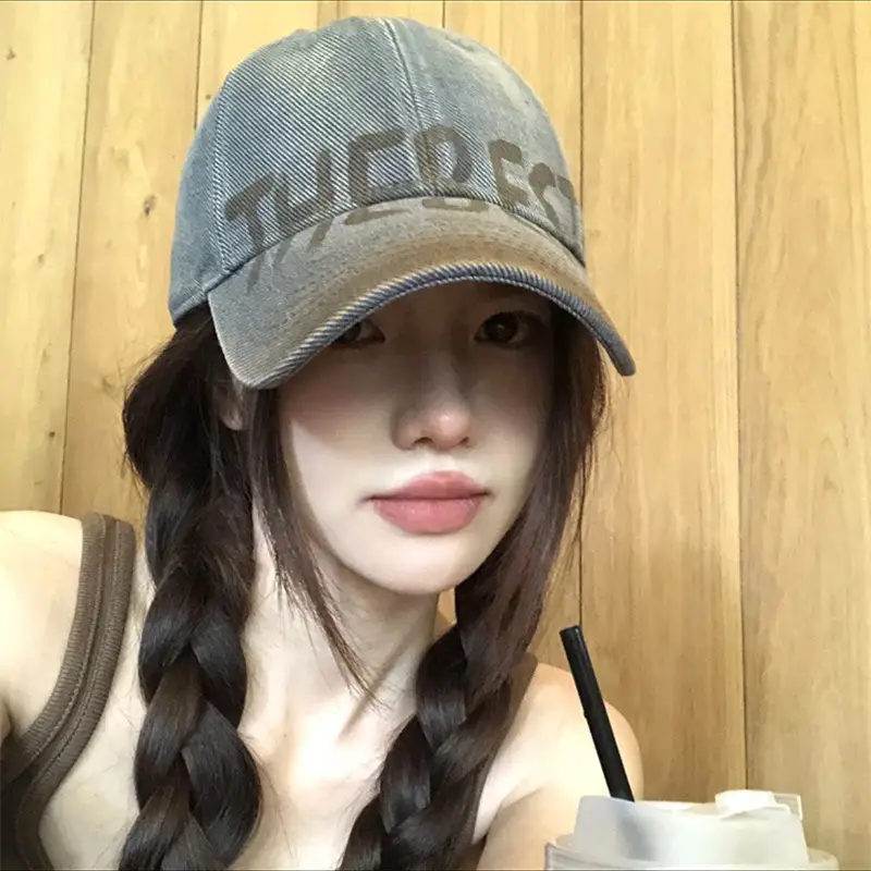 American-style Retro Washed Old Letter Hat for Women - Image 6