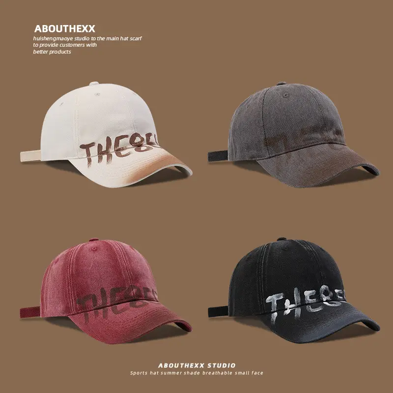 American-style Retro Washed Old Letter Hat for Women - Image 8