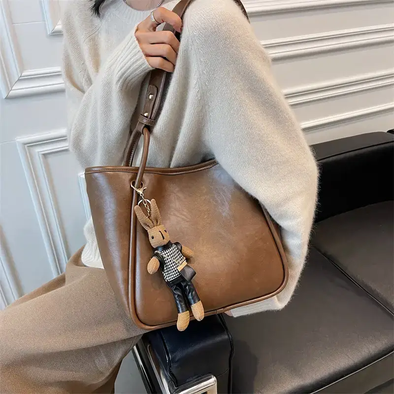 Women's Vintage Brown Shoulder Bag Large Capacity All-Match