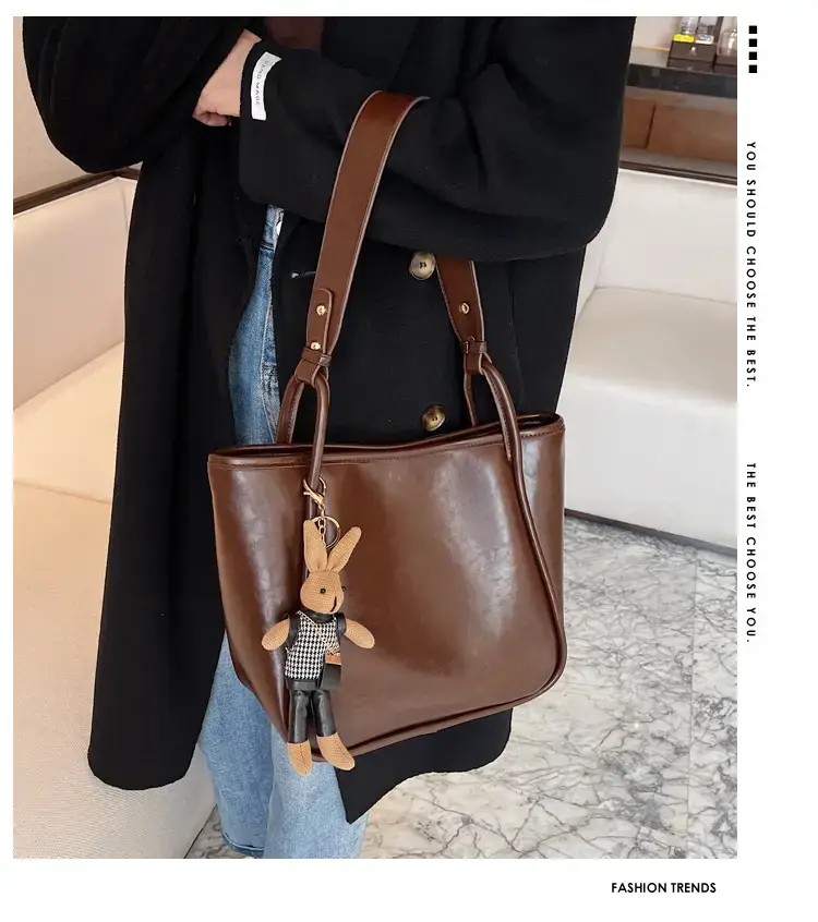 Women's Vintage Brown Shoulder Bag Large Capacity All-Match — feature 2