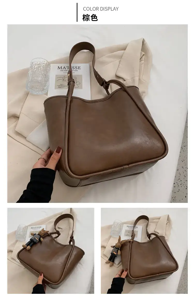 Women's Vintage Brown Shoulder Bag Large Capacity All-Match — feature 20