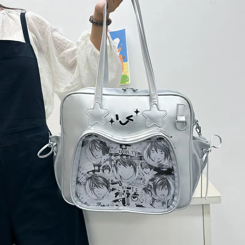 Cute Cat Design Transparent Crossbody Bag for Girls