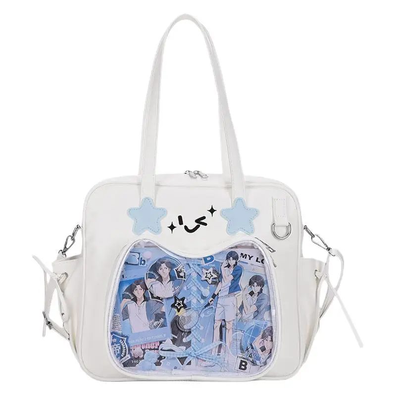 Cute Cat Design Transparent Crossbody Bag for Girls